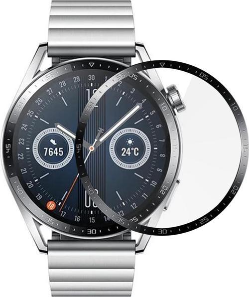 Huawei Watch GT3 46mm Tam Kaplayan Temperli Cam Full Ekran Koruyucu Siyah