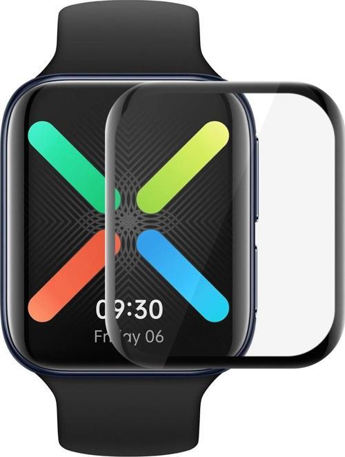Oppo Watch 41mm Tam Kaplayan Temperli Cam Full Ekran Koruyucu Siyah