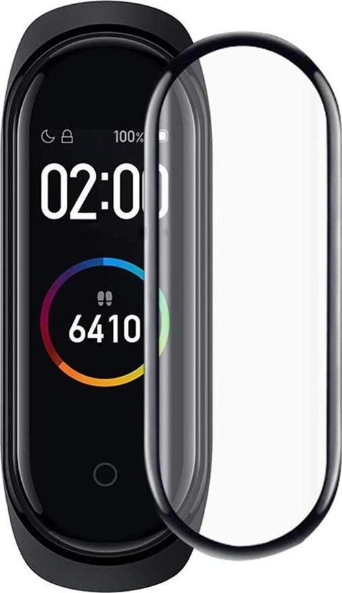 Xiaomi Mi Band 5 Tam Kaplayan Temperli Cam Full Ekran Koruyucu Siyah