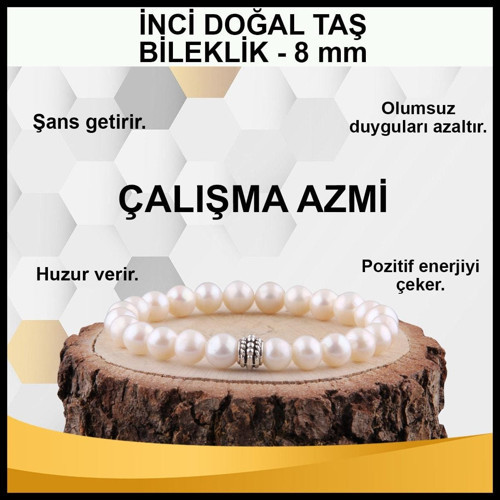 Sertifikalı Inci Doğal Taş Bileklik 8 Mm - B860