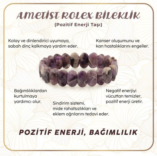 Sertifikalı Ametist Roleks Bileklik B788