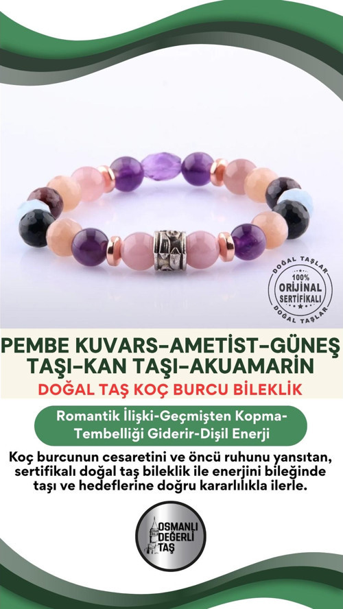 Sertifikalı Koç Burcu Doğal Taş Bileklik B018