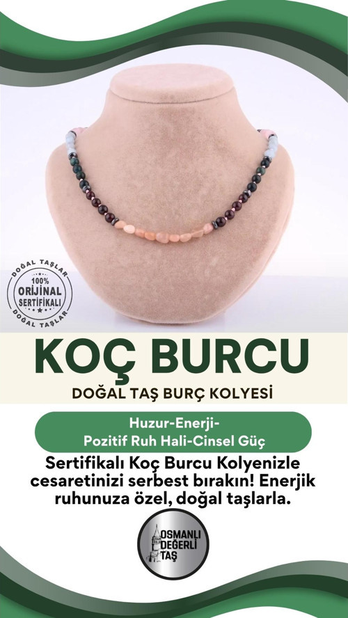 Sertifikalı Koç Burcu Doğal Taş Kolye M208