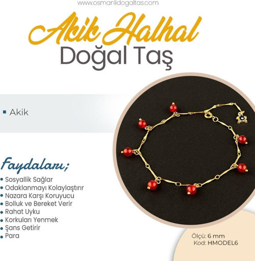 Sertifikalı Akik Doğaltaş Halhal 6 Mm, B951