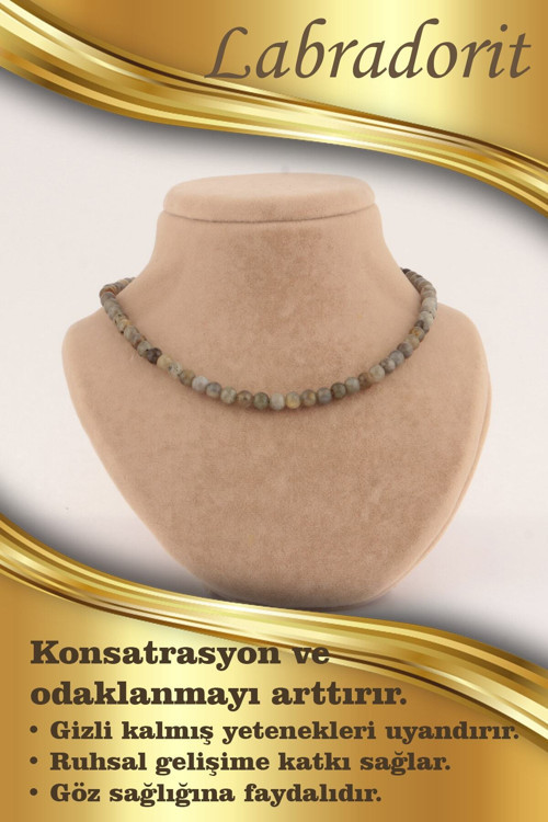 Sertifikalı Labradorit 6Mm Kolye (Düğümsüz)