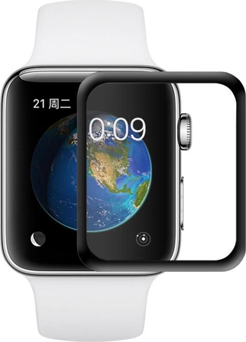 Apple Watch 42mm 3D Kavisli Temperli Cam Full Ekran koruyucu Kırılmaz Film Siyah