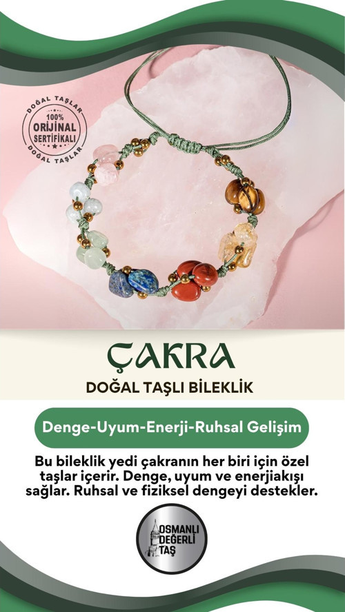 Sertifikalı Çakra Bilekliği Naturel Kesim Makrome %100 El Işçiliği