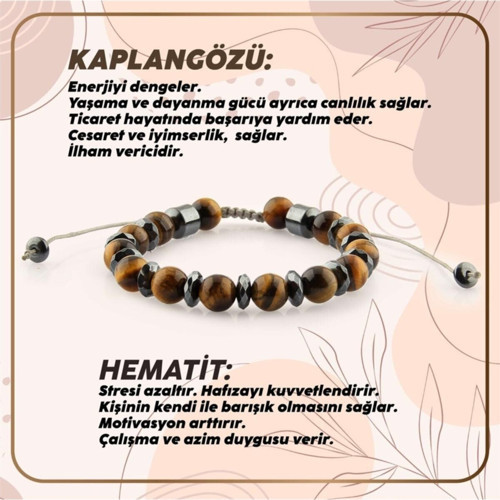 Sertifikalı Kaplan Gözü - Ince Hematit Doğal Taşlı Bileklik - 6 Mm