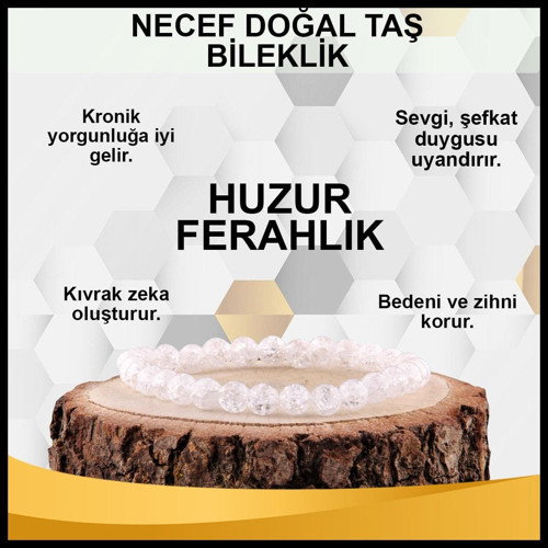 Sertifikalı Necef Doğal Taş Bileklik 6 Mm - B838