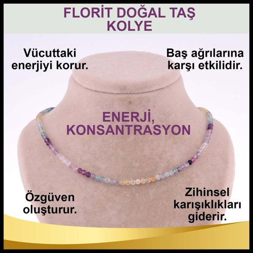 Sertifikalı Florit Doğal Taş Kolye 3 Mm - M400