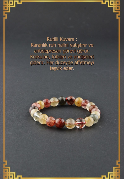 Sertifikalı Rutilli Kuvars Doğal Taş Bileklik