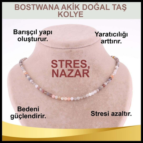 Sertifikalı Bostwana Akik Doğal Taş Kolye 3 Mm - M399