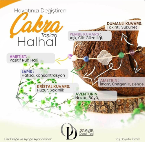 Sertifikalı Çakra Taşları Halhal 6 Mm, B927