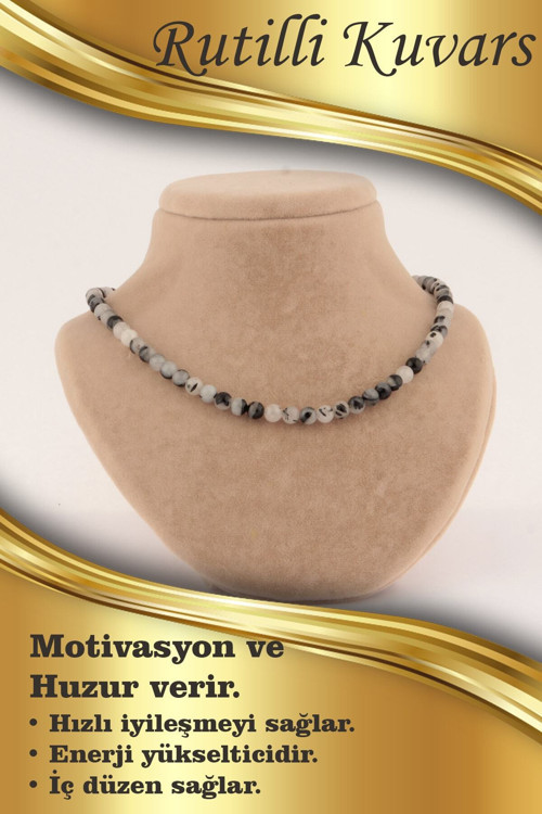Sertifikalı Rutilli Kuvars 6Mm Kolye (Düğümsüz)