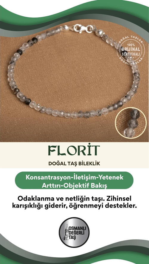 Sertifikalı Florit Doğal Taş Bileklik