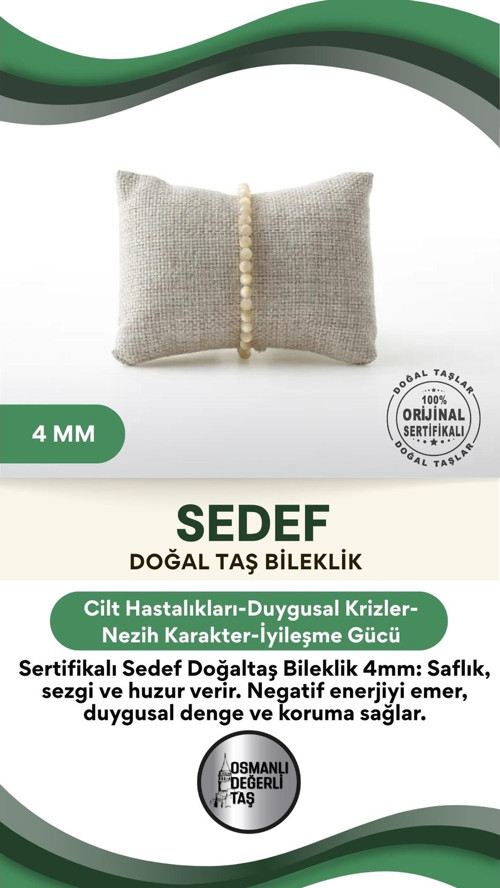 Sertifikalı Sedef Doğaltaş Bileklik 4 Mm, B981