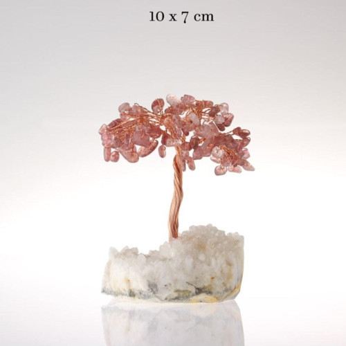 Sertifikalı Çilek Kuvars, Kristal Kuvars Doğaltaş Ağaç 10X7 Cm, D028