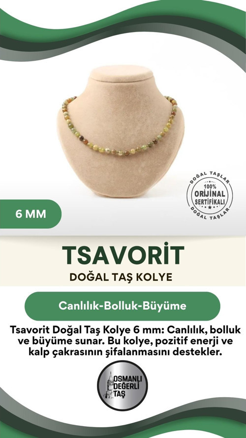 Sertifikalı Tsavorit Doğaltaş Kolye 6 Mm, M596