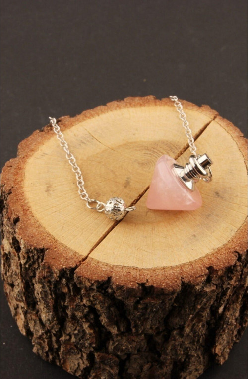 Sertifikalı Pembe Kuvars Doğal Taş Pandül - S002