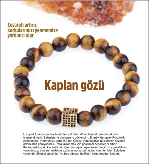 Sertifikalı Kaplan Gözü-Doğaltaş Bileklik-8Mm- B302