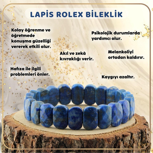 Sertifikalı Lapis Lazuli Doğal Taş Roleks Bileklik - B485