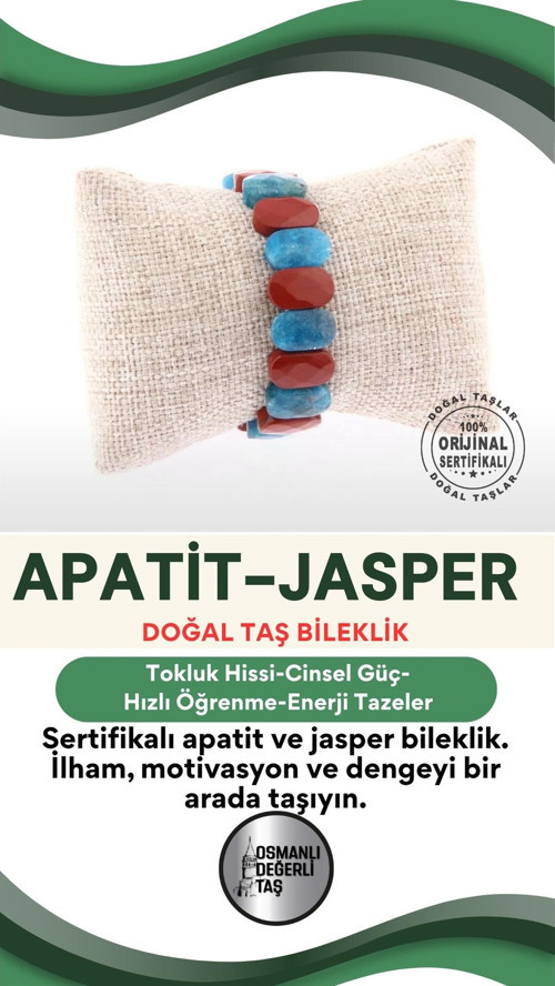 Sertifikalı Apatit-Jasper Doğal Taş Roleks Bileklik