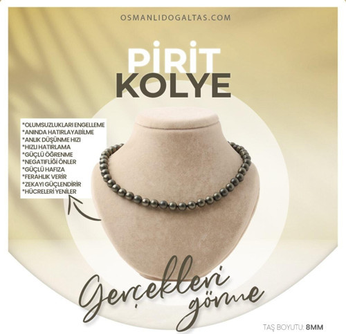 Sertifikalı Pirit Doğaltaş Kolye 8 Mm, M537