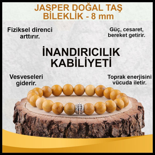 Sertifikalı Jasper Doğal Taş Bileklik 8 Mm - B862