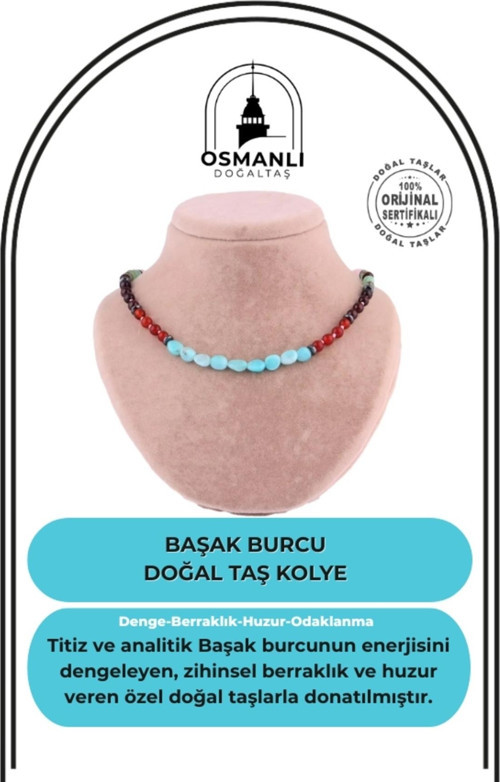 Sertifikalı Başak Burcu Doğal Taş Kolye M057