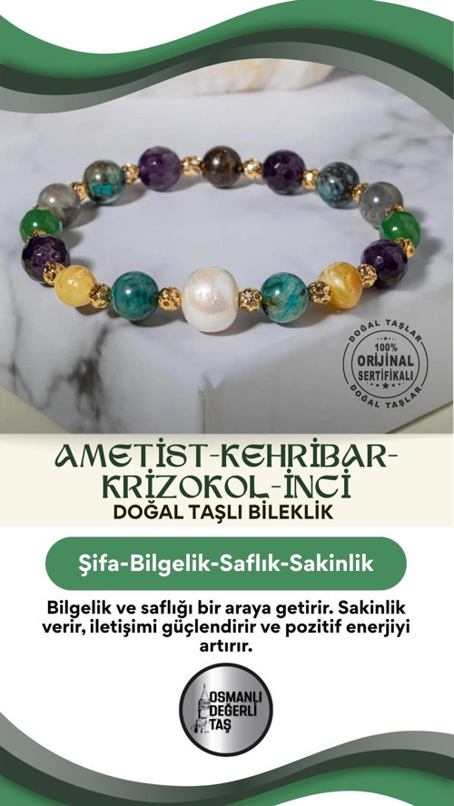 Doğal Taş Ametist Kehribar Krizokol Inci