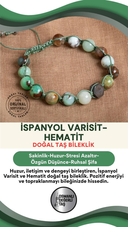Sertifikalı Krizopras - Hematit Doğal Taş Bileklik