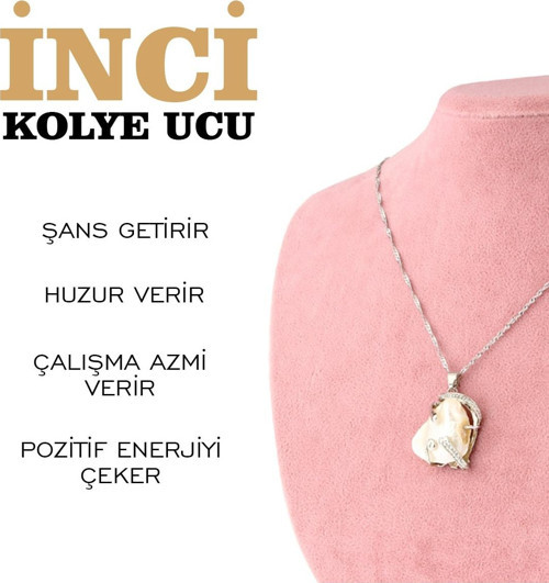 Sertifikalı Inci Kolye Ucu Gümüş Zincirle M446