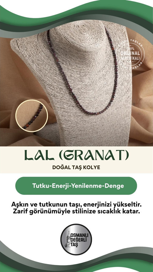 Sertifikalı Lal (Granat) Doğal Taş Kolye