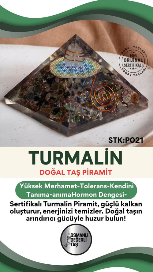 Sertifikalı Turmalin Doğal Taş Piramit No:3 P021