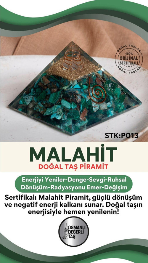 Sertifikalı Malahit Doğal Taş Piramit P013
