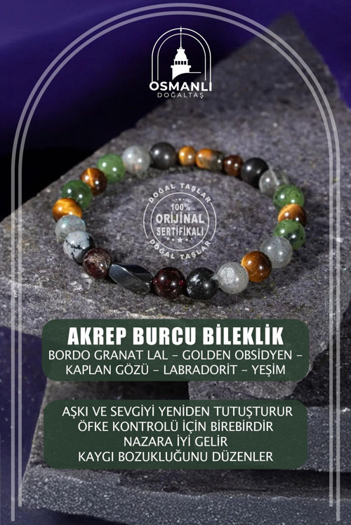 Akrep Burcu Doğal Taş 8Mm Hematit Bileklik