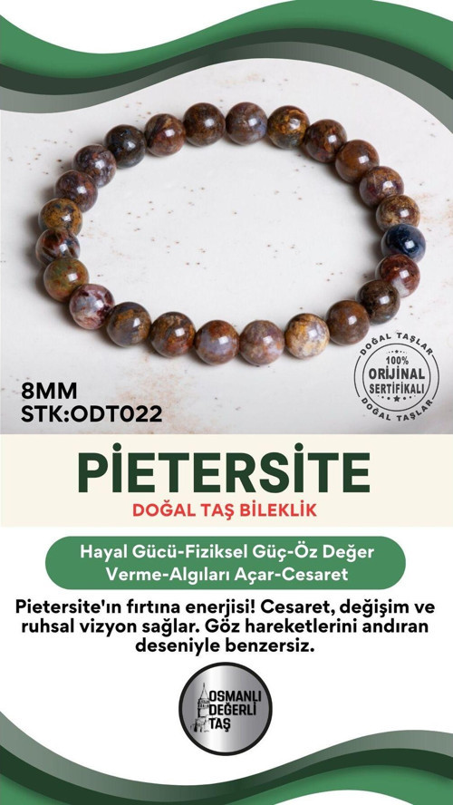 Sertifikalı Pietersite Doğal Taş Bileklik Odt022