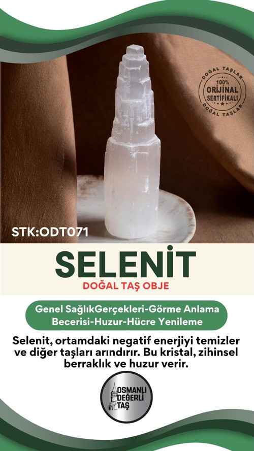 Sertifikalı Selenit Doğal Taş Obje Stk:Odt071