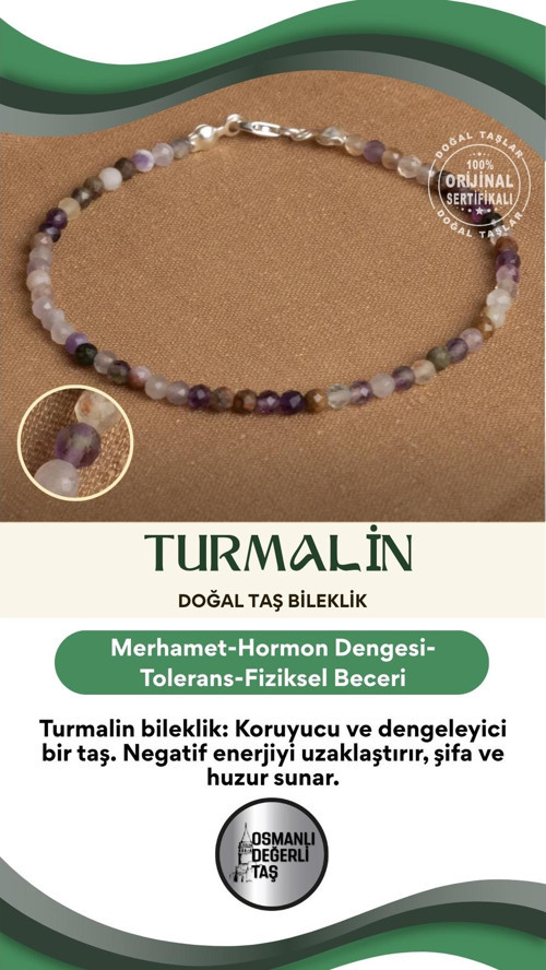 Sertifikalı Turmalin Doğal Taş Bileklik