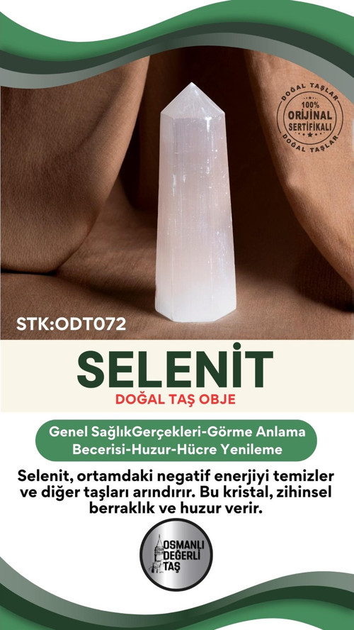 Sertifikalı Selenit Doğal Taş Obje Odt072