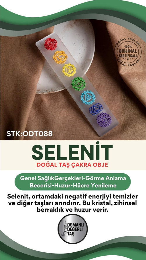 Sertifikalı Selenit Doğal Taş Çakra Obje Odt088