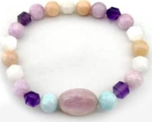Sertifikalı Ametist-Pembe Opal-Larimar-Kunzit-Ay Taşı-Doğal Taş Bileklik