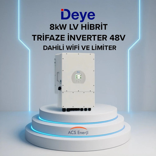8 kW Trifaze LV Hibrit İnverter (Dahili Wifi ve Limiter)