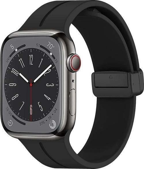 Apple Watch Series 8 45mm Kordon Ribbon Line Siyah