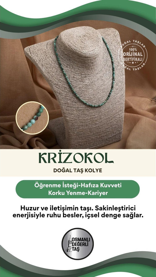 Sertifikalı Krizokol Doğal Taş Kolye – İçsel Huzur Ve İfade Gücü