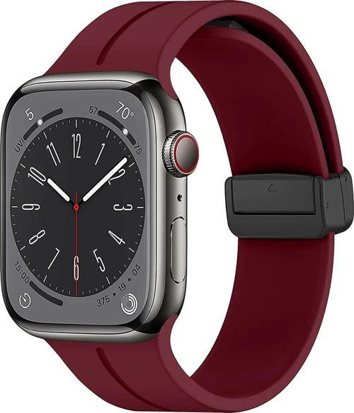 Apple Watch SE 44mm Kordon Ribbon Line Bordo