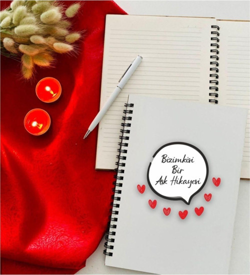 Büro Ev Ofis Hediyesi için Aşk Hikayesi Model Defter Kalem Seti