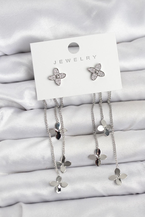 Zarif Kulaklar için Silver Pirinç Lotus Stil Sallantılı Kadın Küpe