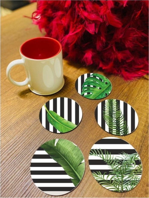 Büro Ev Ofis İkram Keyfi için 6ADET 9CM Oval Yapraklı Stil Ahşap Bardak Altlığı