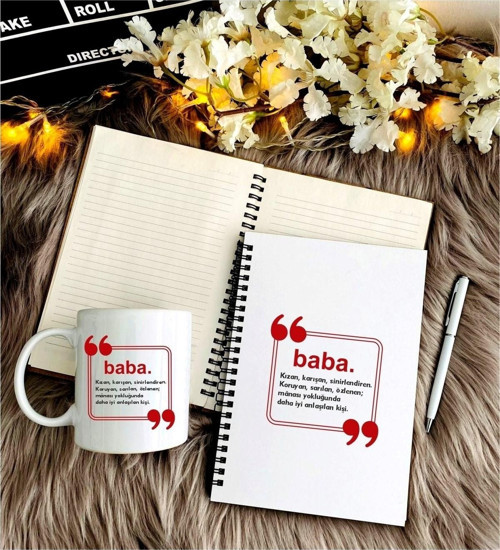 Büro Ev Ofis Hediyesi için Babalar Günü Defter Kalem Kupa Seti